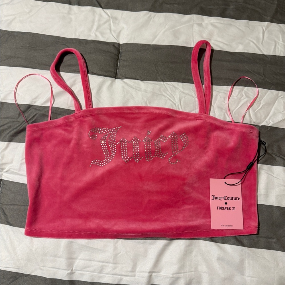 Juicy Couture Hot Pink Velvet Rhinestone Top